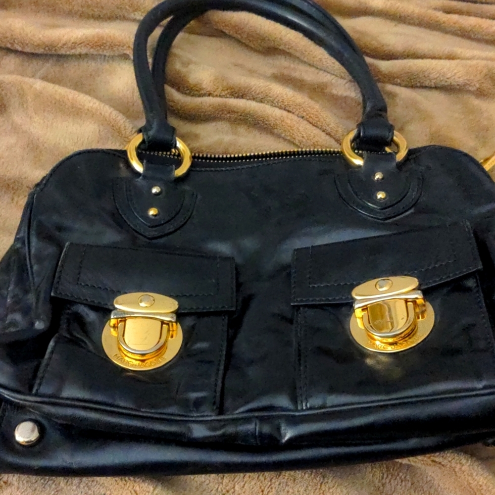 Marc Jacobs black leather satchel with gold hardware - Venetia style